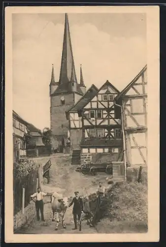 AK Angersbach, Ortspartie an der Kirche