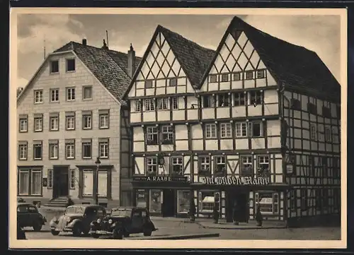 AK Soest, Doppelgiebelhaus am Markt