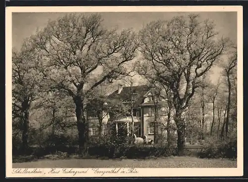 AK Georgenthal i. Th., Schullandheim Haus Eichengrund, Idyllische Gartenpartie