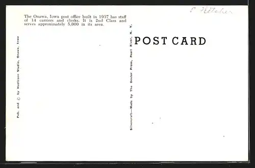 AK Onawa, IA, Post Office