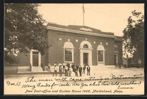 AK Marblehead, MA, New Post Office and Custom House 1906