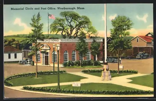 AK Westborough, MA, Memorial Circle and United States Post Office