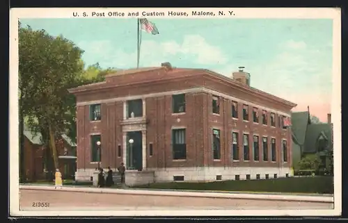 AK Malone, NY, United States Post Office and Custom House