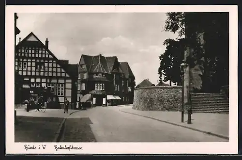 AK Bünde i. W., Kaufhaus H. Meyer in der Bahnhofstrasse