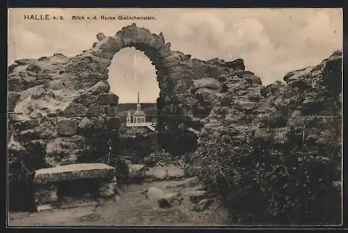 AK Halle a. S., Blick v. d. Ruine Giebichenstein