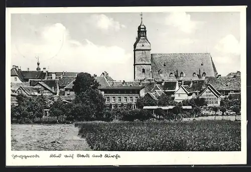 AK Kreiensen, Blick auf Stadt und Kirche