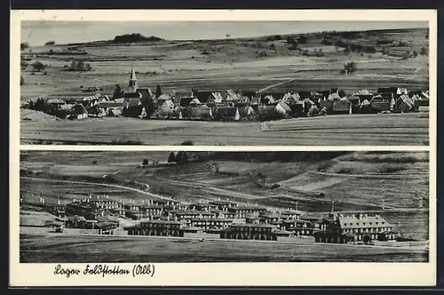 AK Feldstetten, Ortsansicht und Lager aus der Vogelschau