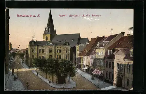 AK Bernburg, Markt, Rathaus, Breitestrasse