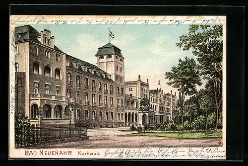 Lithographie Bad Neuenahr, Blick auf Kurhaus