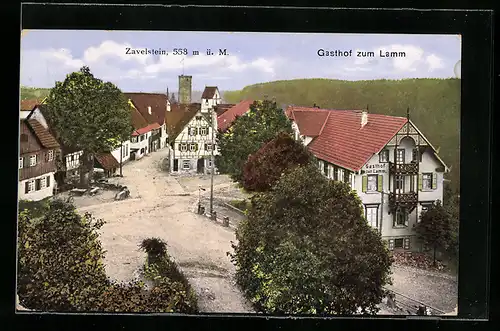 AK Zavelstein, Gasthof zum Lamm, Strassenpartie