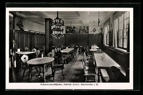 AK Karlsruhe i. B., Restaurant Schloss-Hotel Schwarzwaldstube