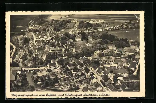 AK Adelsheim i. Baden, Ortsansicht, Fliegeraufnahme