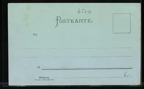 Mondschein-Lithographie Mainz, Ortsansicht, Stadthalle