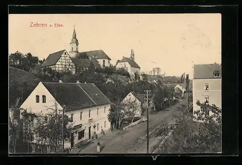 AK Zehren a. Elbe, Ortsansicht mit Kirche