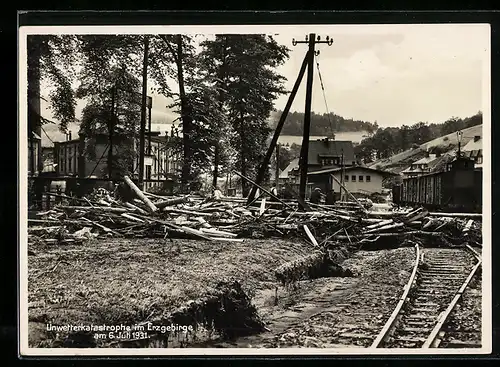 AK Erla, Unwetterkatastrophe am 6.7.1931, Zerstörungen im Ort