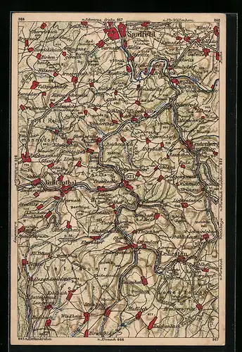 AK Saalfeld, Landkarte der Region, WONA-Karte
