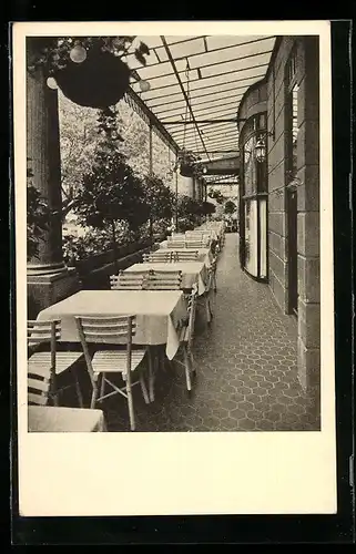 AK Wiesbaden, Hansa-Hotel, Hotel-Terrasse, Teilansicht