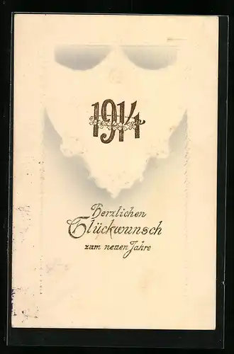 AK Jahreszahl 1914 mit Klee und Hufeisen