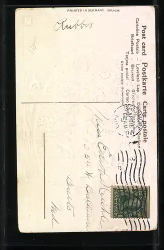 AK Mädchen mit Osterhasen