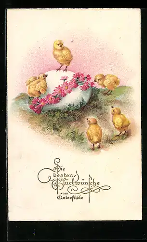 AK Osterküken mit Osterei