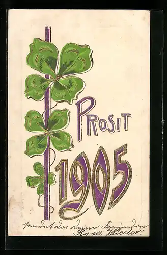 AK Kleeblätter mit Jahreszahl 1905