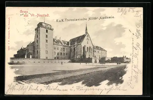 AK Wr.-Neustadt, K. u. K. Theresianische Militär-Academie mit Strasse