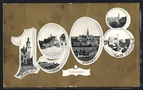 AK Falkenstein, Ortsansichten mit Kirche
