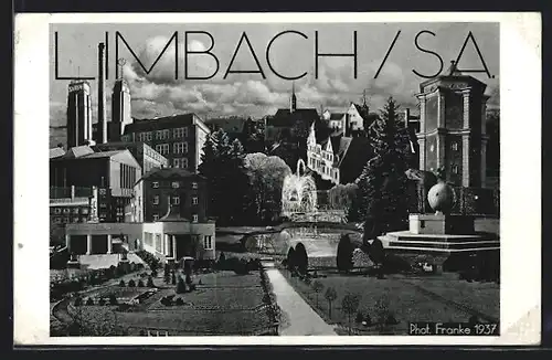 AK Limbach /Sa., Gebäude und Grünanlage