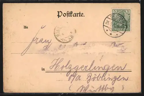 Lithographie Bonn, Alter Zoll, Flusspartie