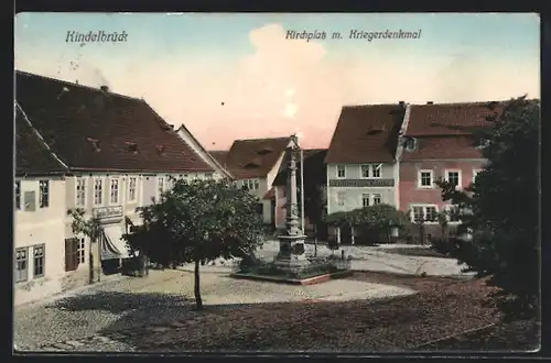 AK Kindelbrück, Kirchplatz mit Kriegerdenkmal