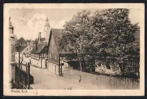 AK Ponitz i. S.-A., Ortsansicht aus der Vogelschau