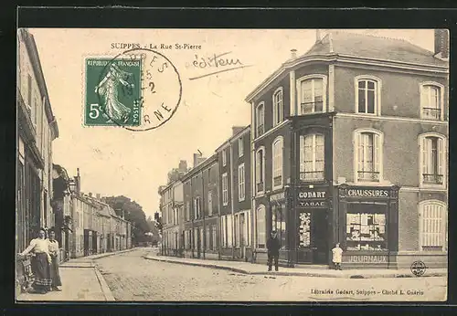 AK Suippes, La Rue St-Pierre, Strassenpartie