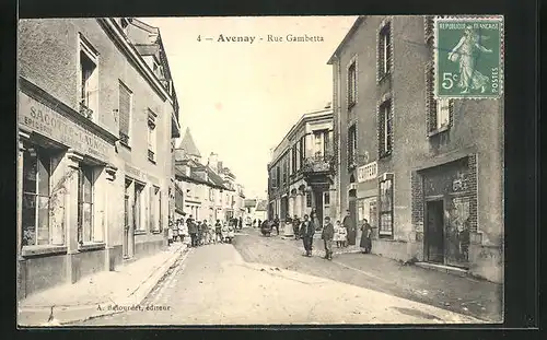 AK Avenay, Rue Gambetta, Strassenpartie