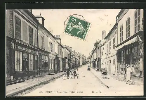 AK Sézanne, Rue Notre-Dame, Strassenpartie