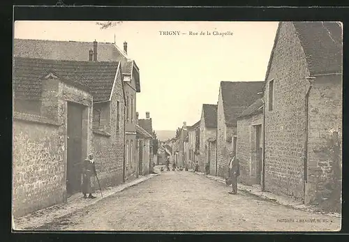 AK Trigny, Rue de la Chapelle, Strassenpartie