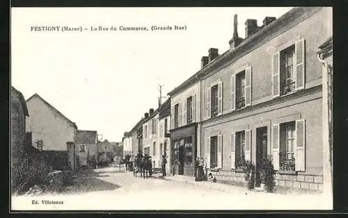 AK Festigny, La Rue du Commerce, Grande Rue, Strassenpartie