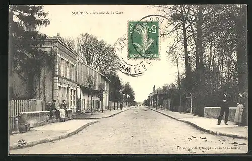 AK Suippes, Avenue de la Gare, Bahnhofstrasse