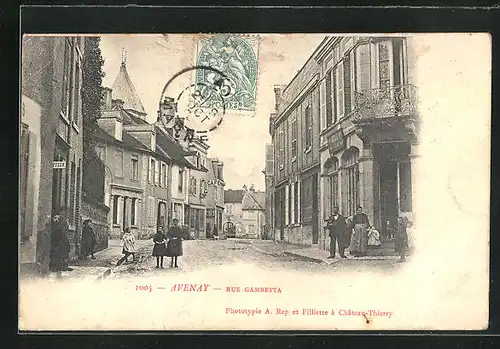 AK Avenay, Rue Gambetta, Blick in den Ort