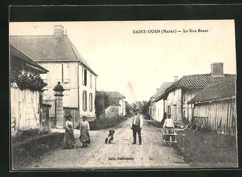 AK Saint-Ouen, La Rue Basse, Ortspartie