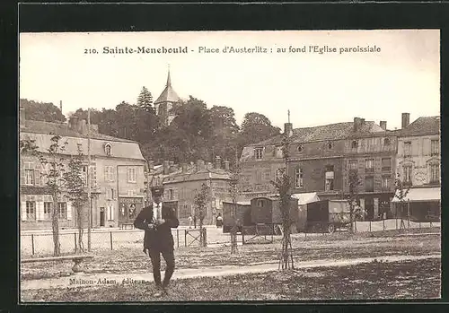 AK Sainte-Menehould, Place d`Austerlitz, Blick in den Ort