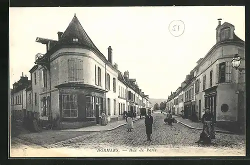 AK Dormans, Rue de Paris, Strassenpartie