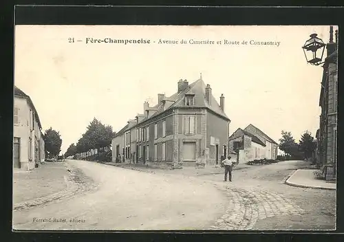 AK Fère Champenoise, Avenue du Cimetière et Route de Connantray