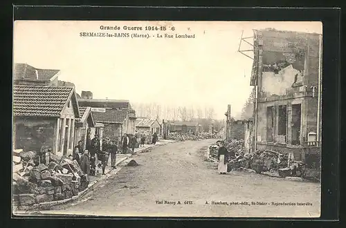 AK Sermaize-les-Bains, La Rue Lombard, Strassenpartie