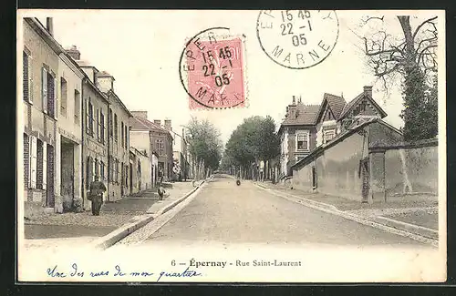 AK Épernay, Rue Saint-Laurent, Strassenpartie