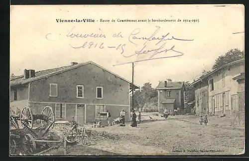 AK Vienne-la-Ville, Route de Courtemont avant le bombardement 1914