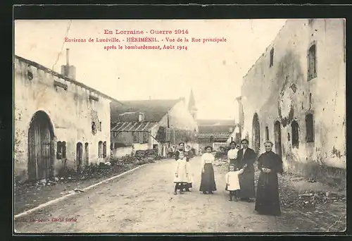 AK Herimenil, Vue de la Rue principale apres le bombardement 1914