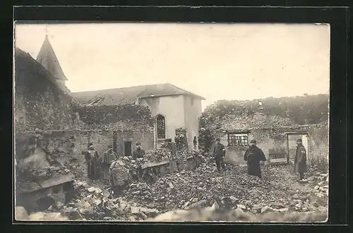 AK Varrangeville, Häuserruinen nach der Bombardierung 1915