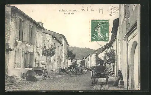 AK Blénod-les-Toul, Grand`Rue, Blick in die Strasse