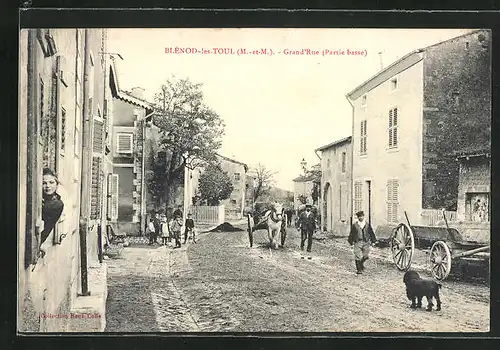 AK Blénod-les-Toul, Grand`Rue, Partie basse, Strassenpartie