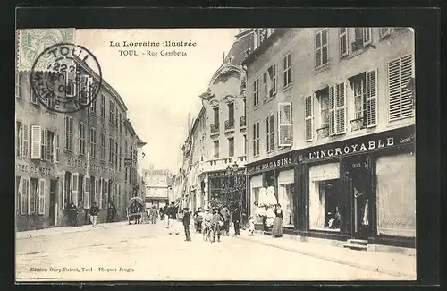 AK Toul, Rue Gambetta, Hotel de Metz